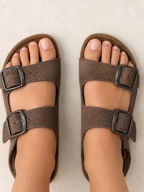 H&M Double-Buckle Brown Sandals with Ankle Strap / Boys Summer Sandals / Comfort